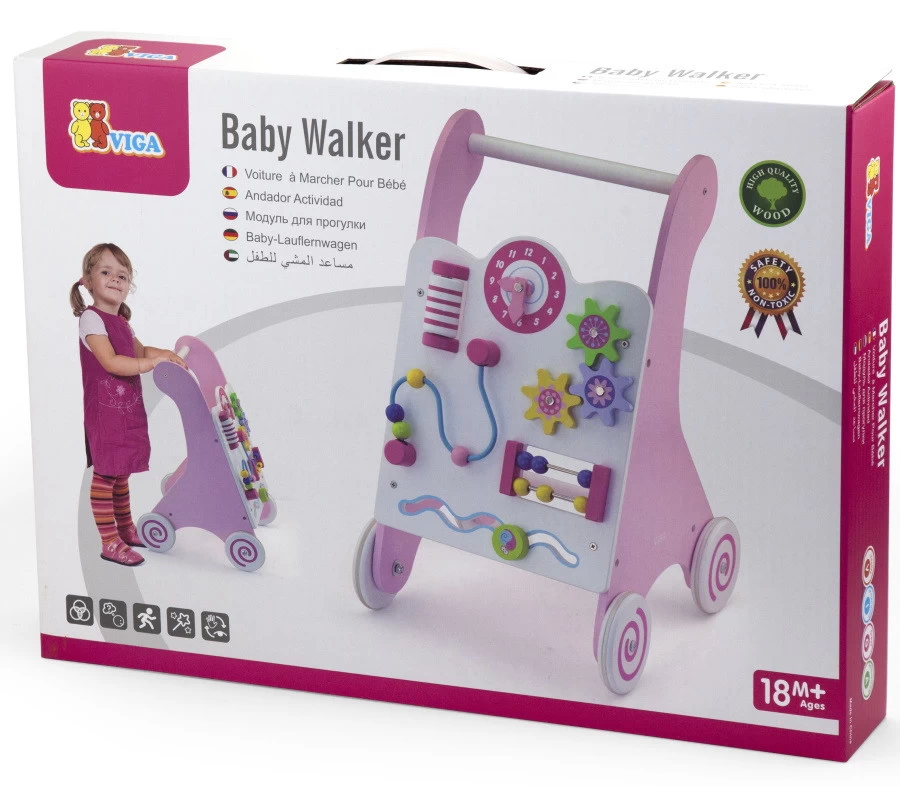 Viga Activity Walker Roze Houten Loopwagen 50178 - Afbeelding 8