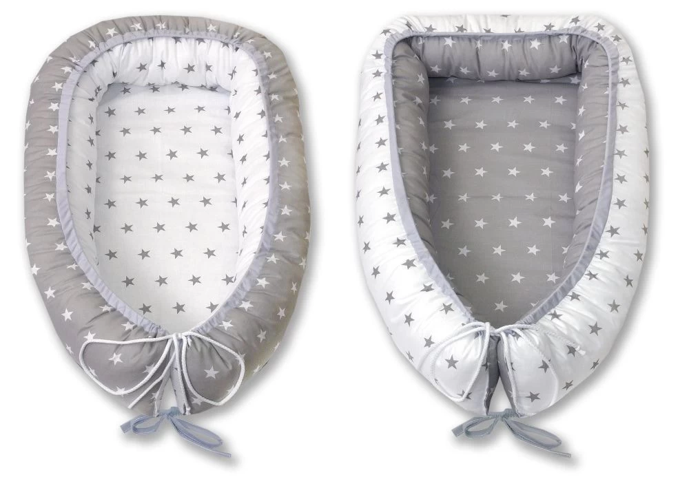 MamaLoes Amy Wit Met Grijze Sterren Omkeerbaar Babynest 67042