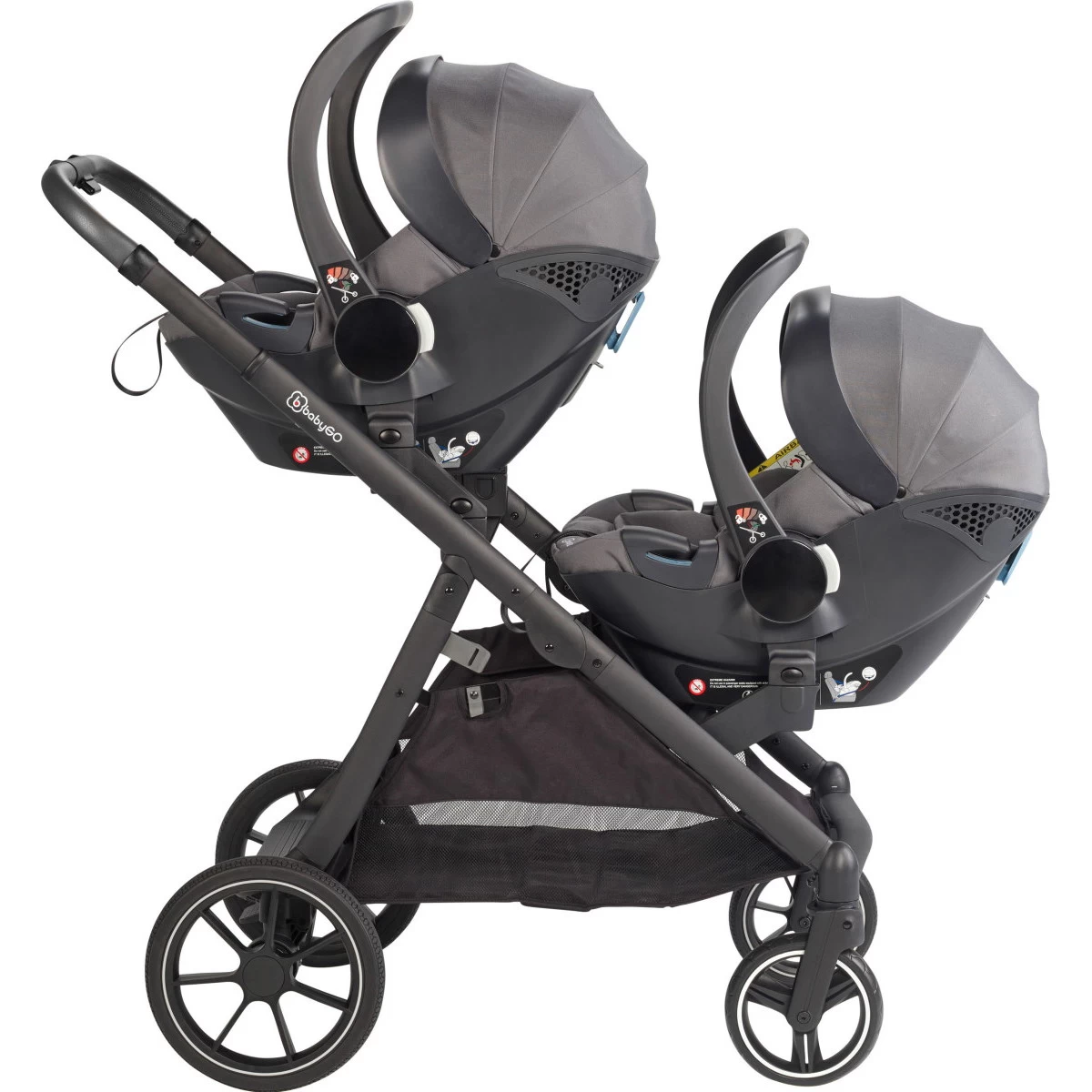 Babygo Duo Mega Grey Tandem Kinderwagen Incl. 2 Autostoelen 78001 - Afbeelding 10
