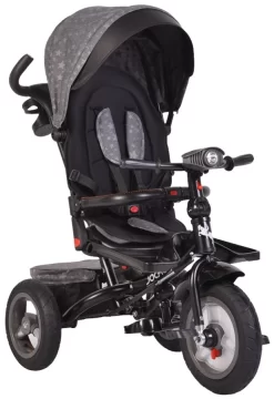 Cangaroo Jockey Trike Grey Stars Driewieler Met Duwstang En Zonnekap