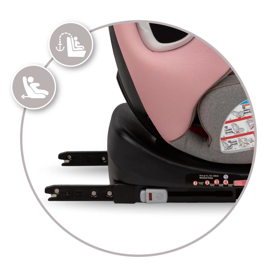 Momi Tordi Roze Isofix 360° 0-36 Kg Autostoel FOSA00018 - Afbeelding 10